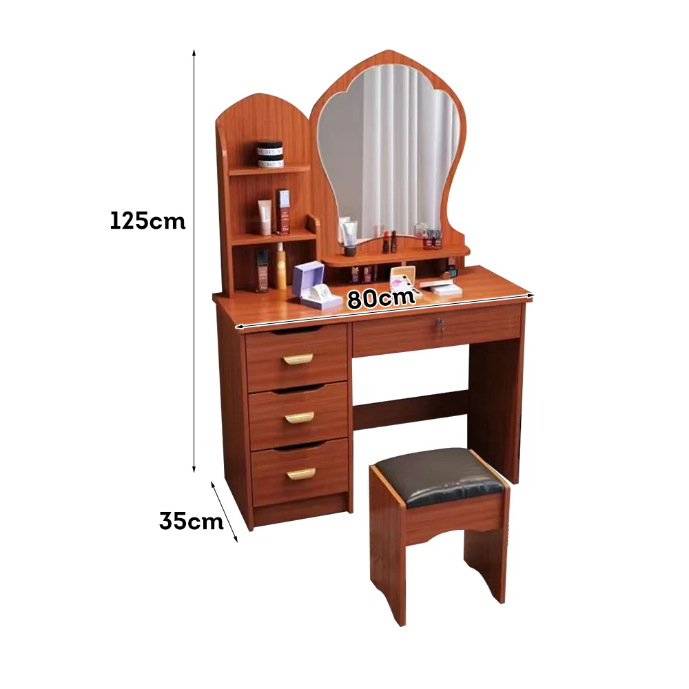 LIVARA 70-80CM Length Princess-Style Large Mirror Dressing Table With Stool - Image 12