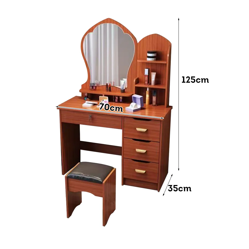 LIVARA 70-80CM Length Princess-Style Large Mirror Dressing Table With Stool - Image 15