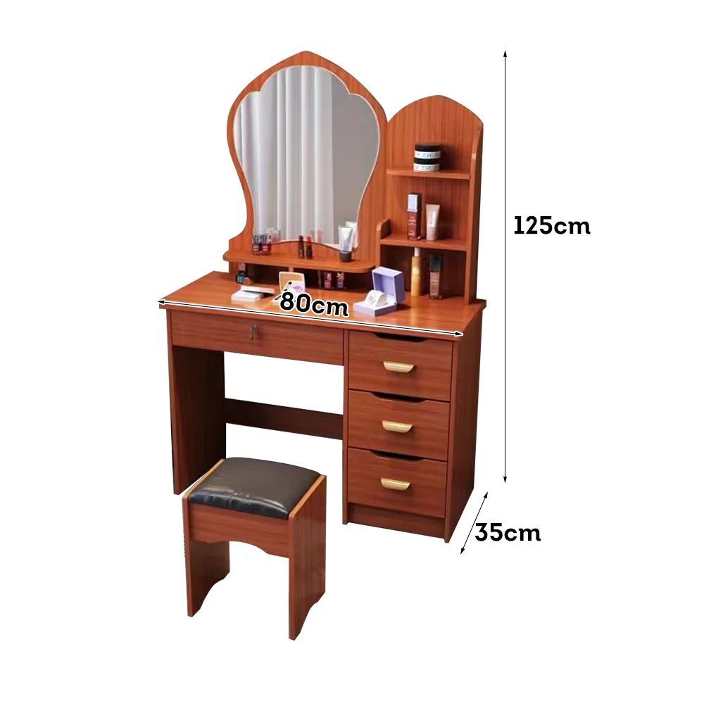LIVARA 70-80CM Length Princess-Style Large Mirror Dressing Table With Stool - Image 16