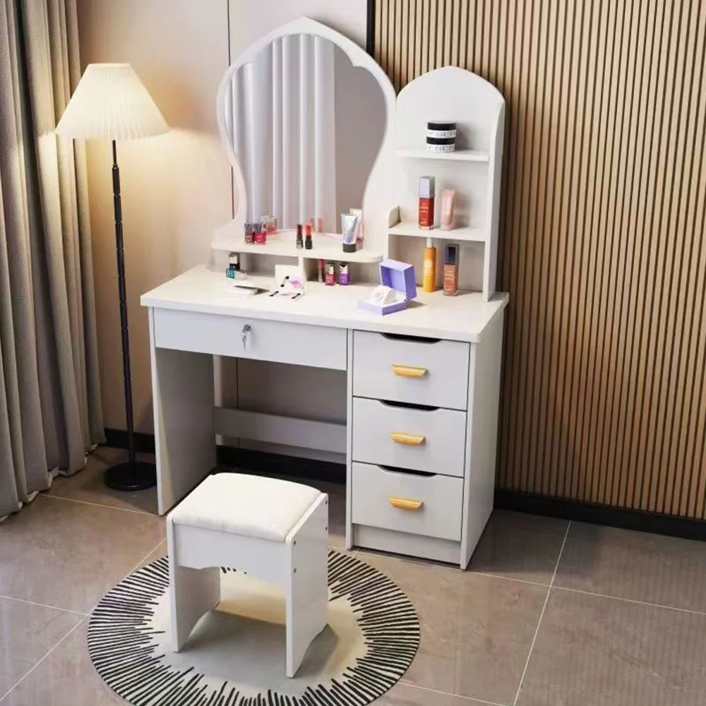 LIVARA 70-80CM Length Princess-Style Large Mirror Dressing Table With Stool - Image 18