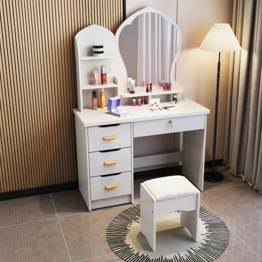 LIVARA 70-80CM Length Princess-Style Large Mirror Dressing Table With Stool - Image 23