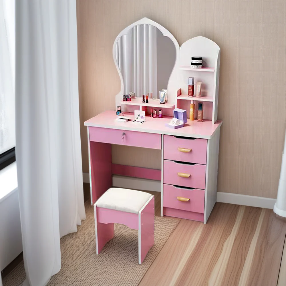 LIVARA 70-80CM Length Princess-Style Large Mirror Dressing Table With Stool - Image 27