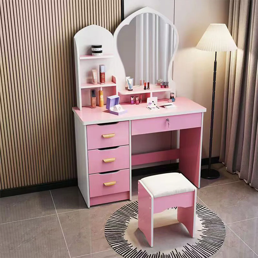 LIVARA 70-80CM Length Princess-Style Large Mirror Dressing Table With Stool - Image 28