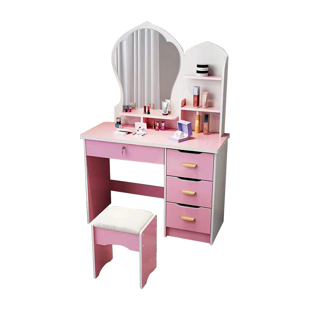 LIVARA 70-80CM Length Princess-Style Large Mirror Dressing Table With Stool - Image 6