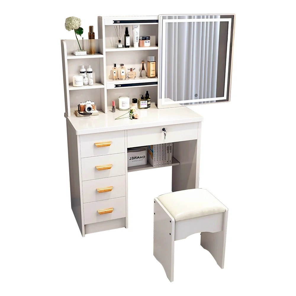 LIVARA 198 80CM Length Sliding Large Mirror Dressing Table With Stool Or LED Light - Image 10