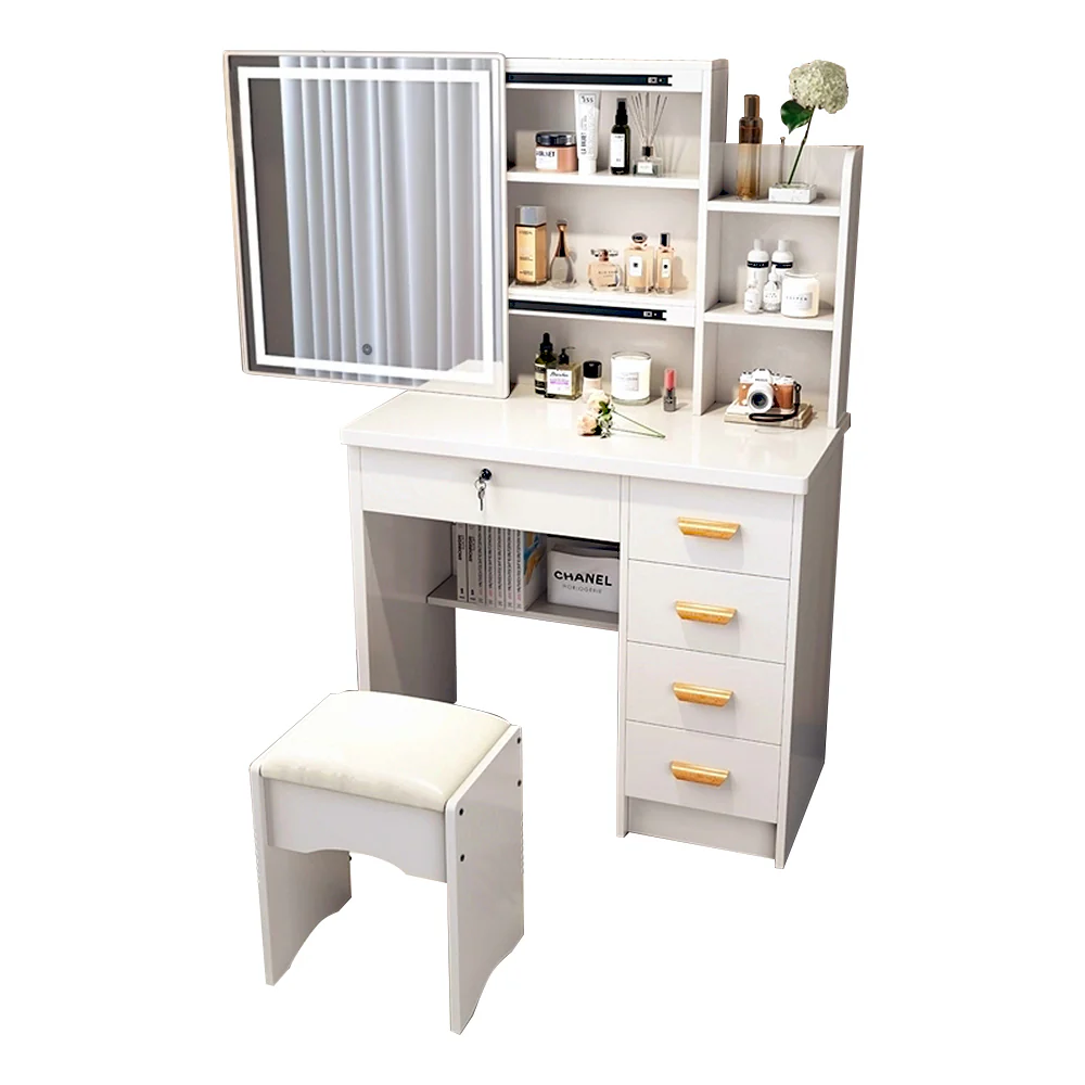 LIVARA 198 80CM Length Sliding Large Mirror Dressing Table With Stool Or LED Light - Image 11