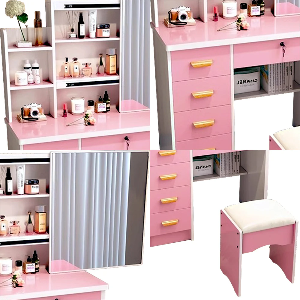 LIVARA 198 80CM Length Sliding Large Mirror Dressing Table With Stool Or LED Light - Image 16