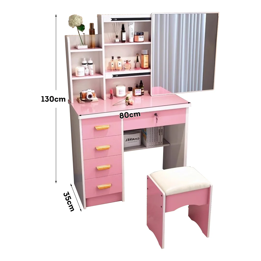 LIVARA 198 80CM Length Sliding Large Mirror Dressing Table With Stool Or LED Light - Image 17