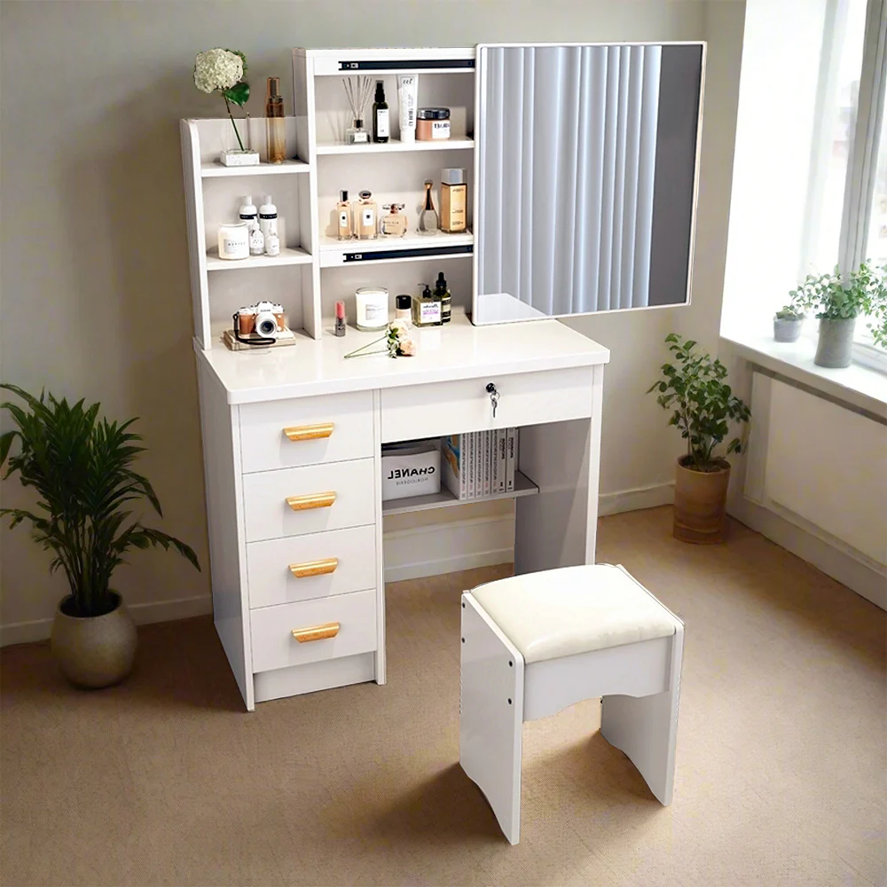 LIVARA 198 80CM Length Sliding Large Mirror Dressing Table With Stool Or LED Light - Image 18