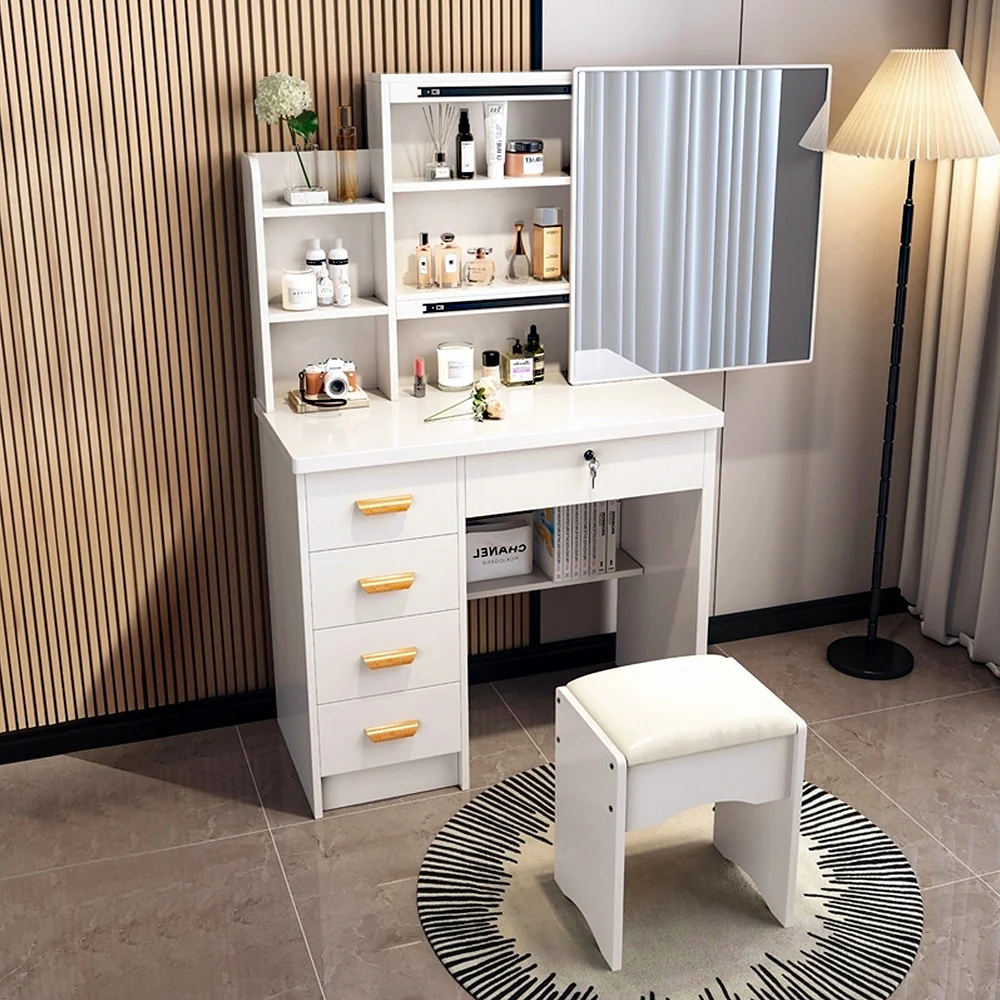LIVARA 198 80CM Length Sliding Large Mirror Dressing Table With Stool Or LED Light - Image 19