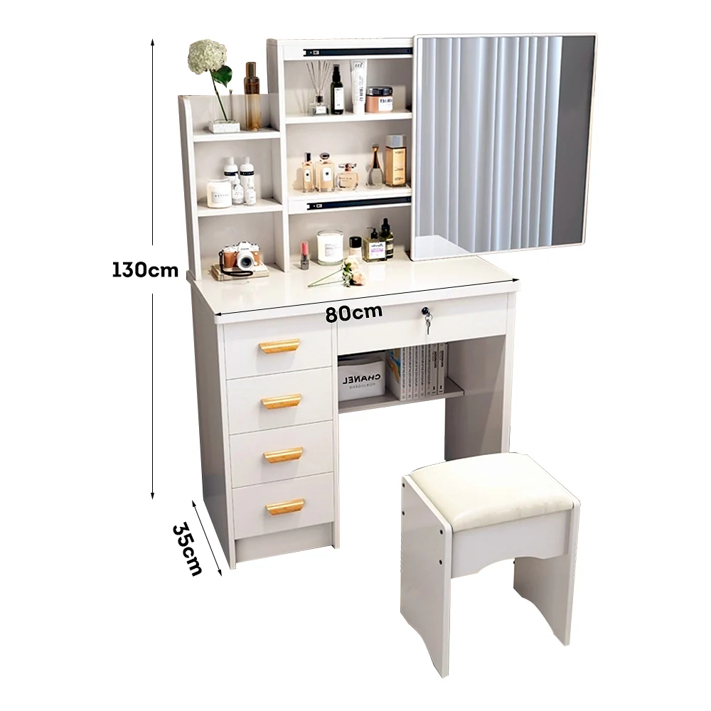 LIVARA 198 80CM Length Sliding Large Mirror Dressing Table With Stool Or LED Light - Image 21