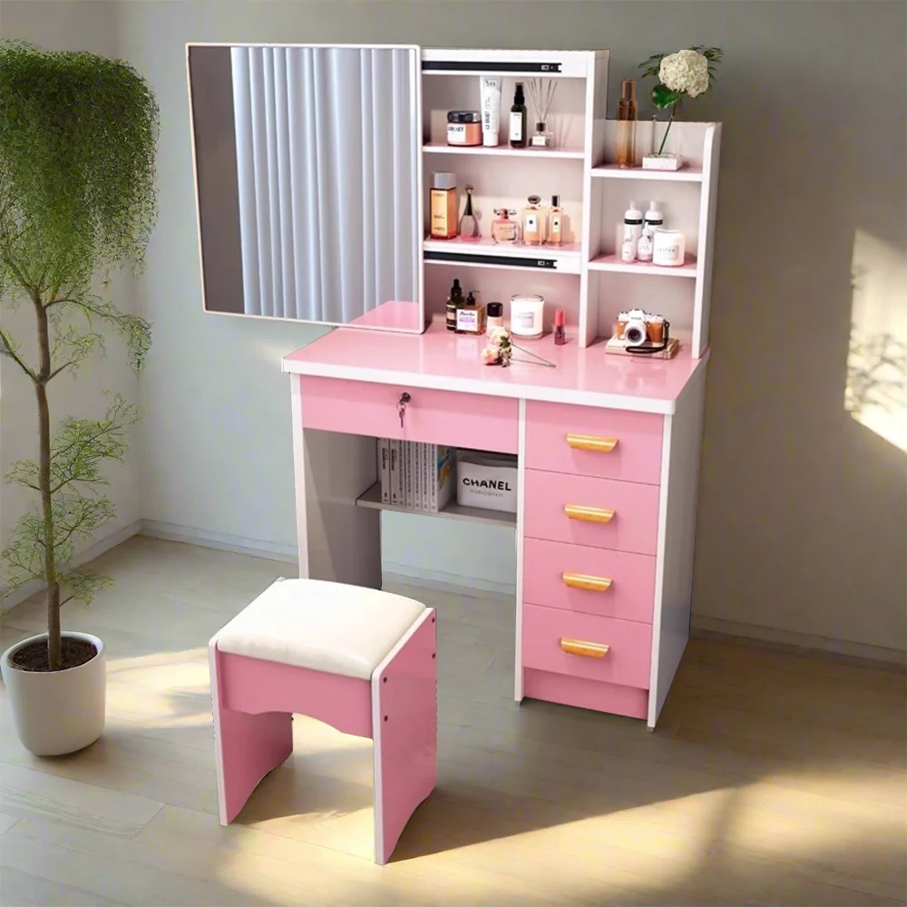 LIVARA 198 80CM Length Sliding Large Mirror Dressing Table With Stool Or LED Light - Image 26