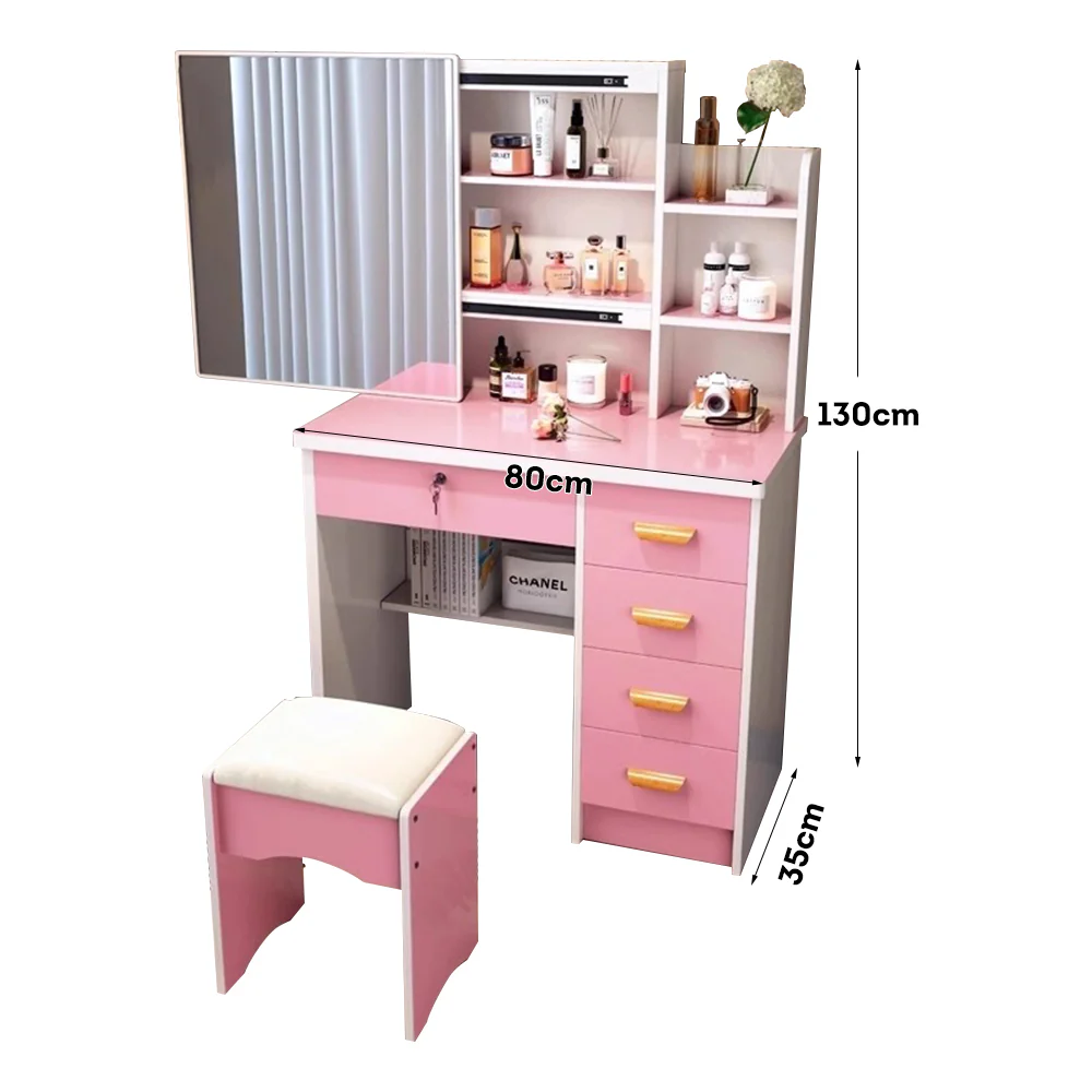LIVARA 198 80CM Length Sliding Large Mirror Dressing Table With Stool Or LED Light - Image 29