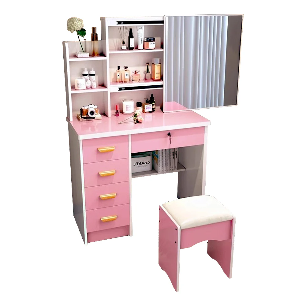 LIVARA 198 80CM Length Sliding Large Mirror Dressing Table With Stool Or LED Light - Image 3