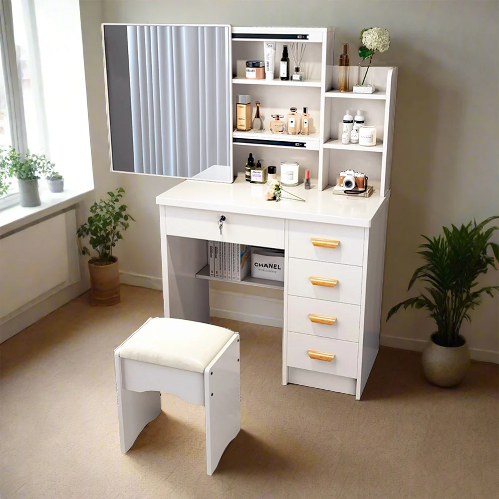 LIVARA 198 80CM Length Sliding Large Mirror Dressing Table With Stool Or LED Light - Image 31