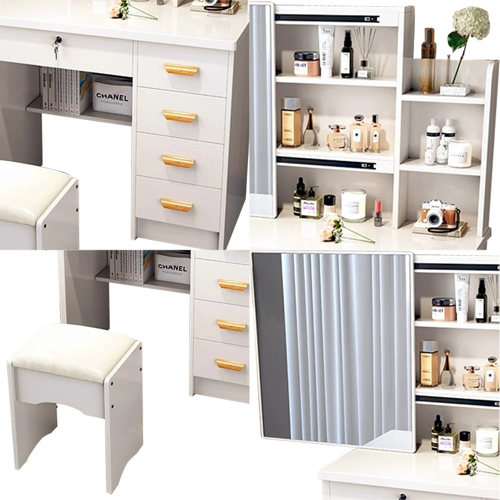 LIVARA 198 80CM Length Sliding Large Mirror Dressing Table With Stool Or LED Light - Image 32
