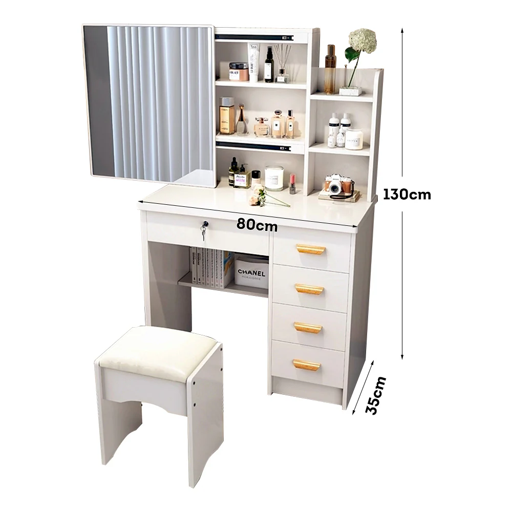 LIVARA 198 80CM Length Sliding Large Mirror Dressing Table With Stool Or LED Light - Image 33