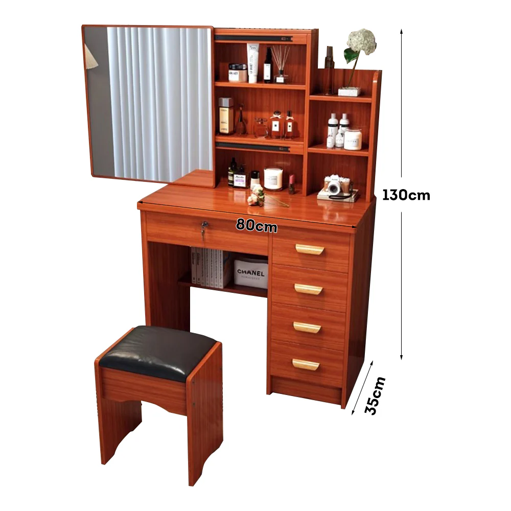 LIVARA 198 80CM Length Sliding Large Mirror Dressing Table With Stool Or LED Light - Image 37