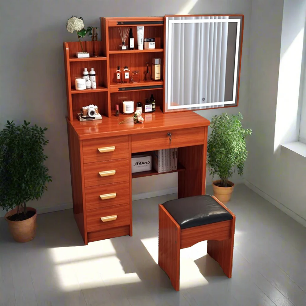 LIVARA 198 80CM Length Sliding Large Mirror Dressing Table With Stool Or LED Light - Image 38