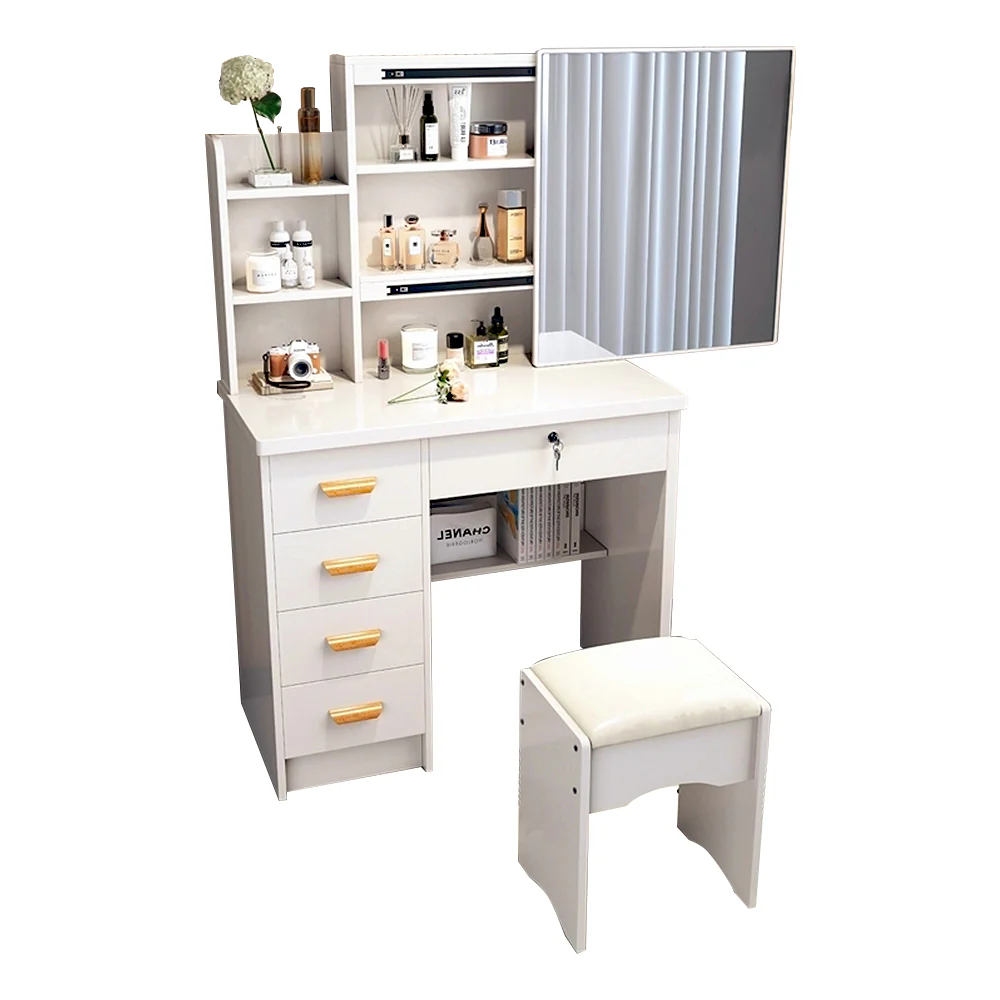 LIVARA 198 80CM Length Sliding Large Mirror Dressing Table With Stool Or LED Light - Image 4