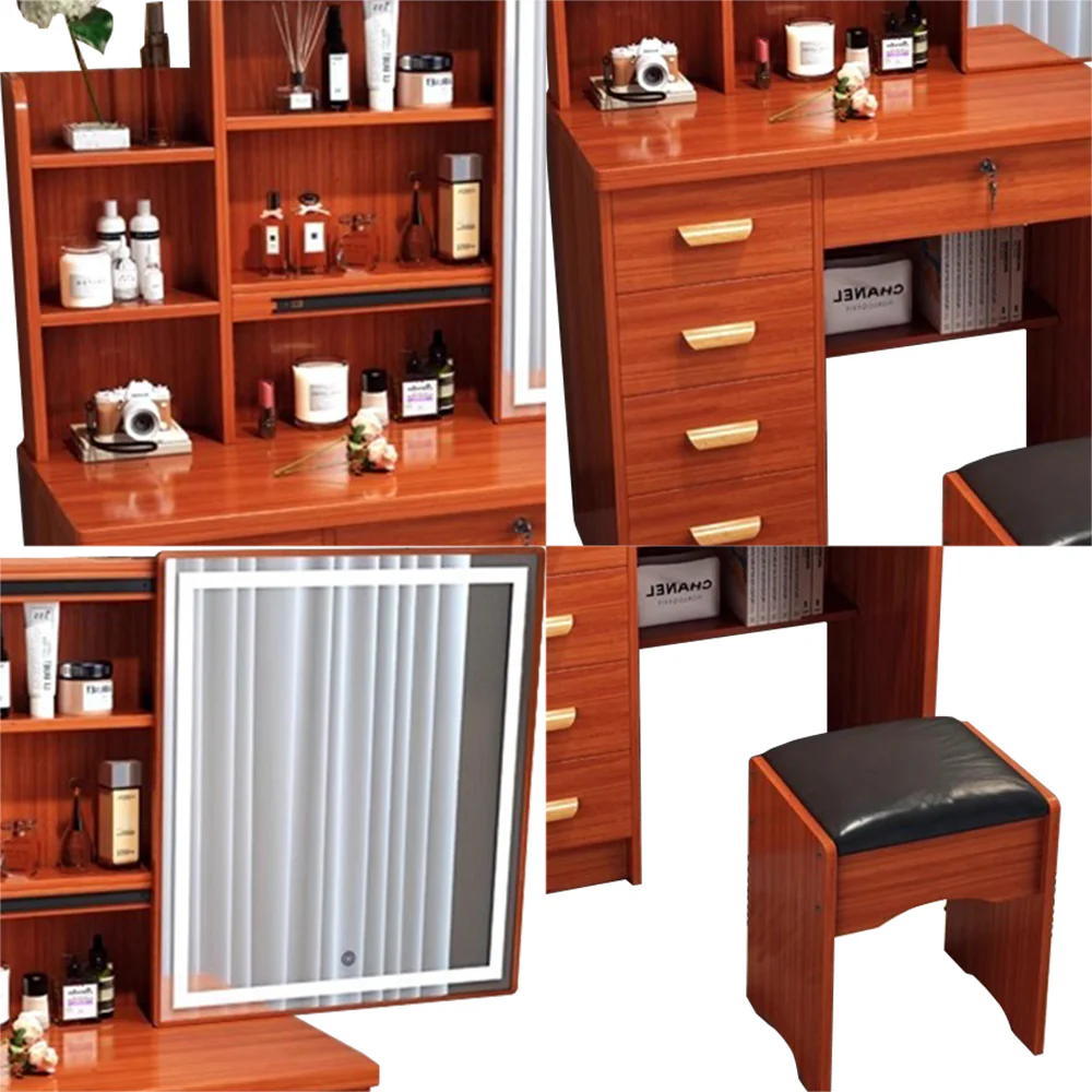 LIVARA 198 80CM Length Sliding Large Mirror Dressing Table With Stool Or LED Light - Image 40