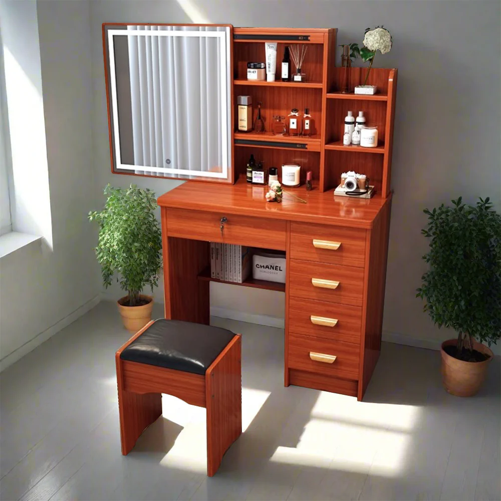 LIVARA 198 80CM Length Sliding Large Mirror Dressing Table With Stool Or LED Light - Image 43