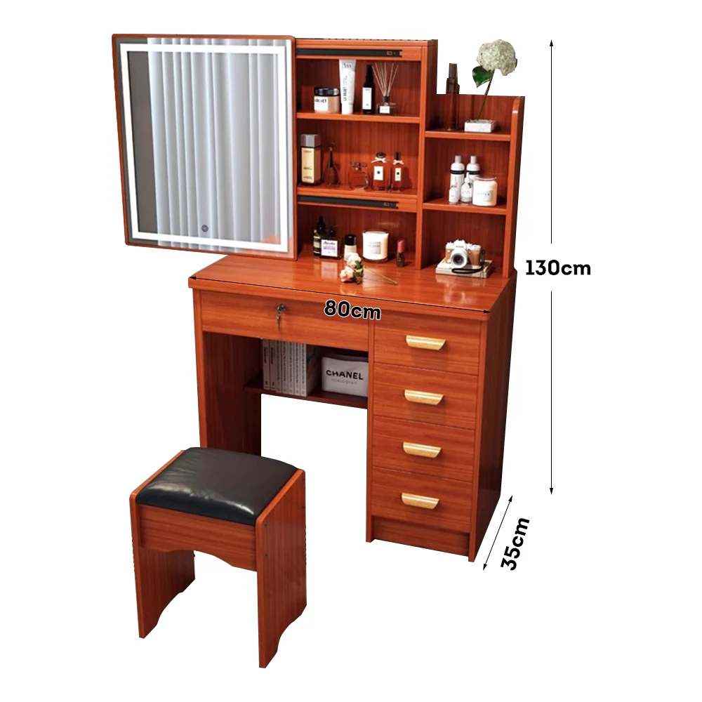 LIVARA 198 80CM Length Sliding Large Mirror Dressing Table With Stool Or LED Light - Image 45