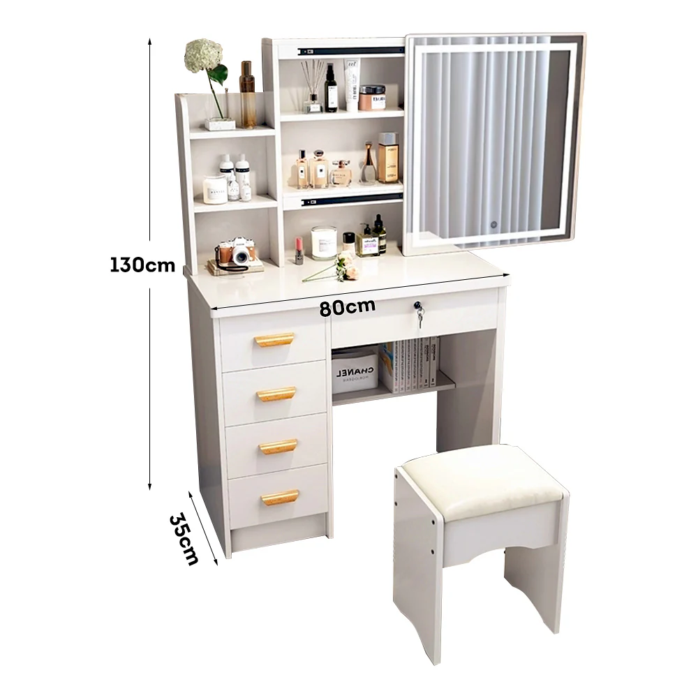LIVARA 198 80CM Length Sliding Large Mirror Dressing Table With Stool Or LED Light - Image 53