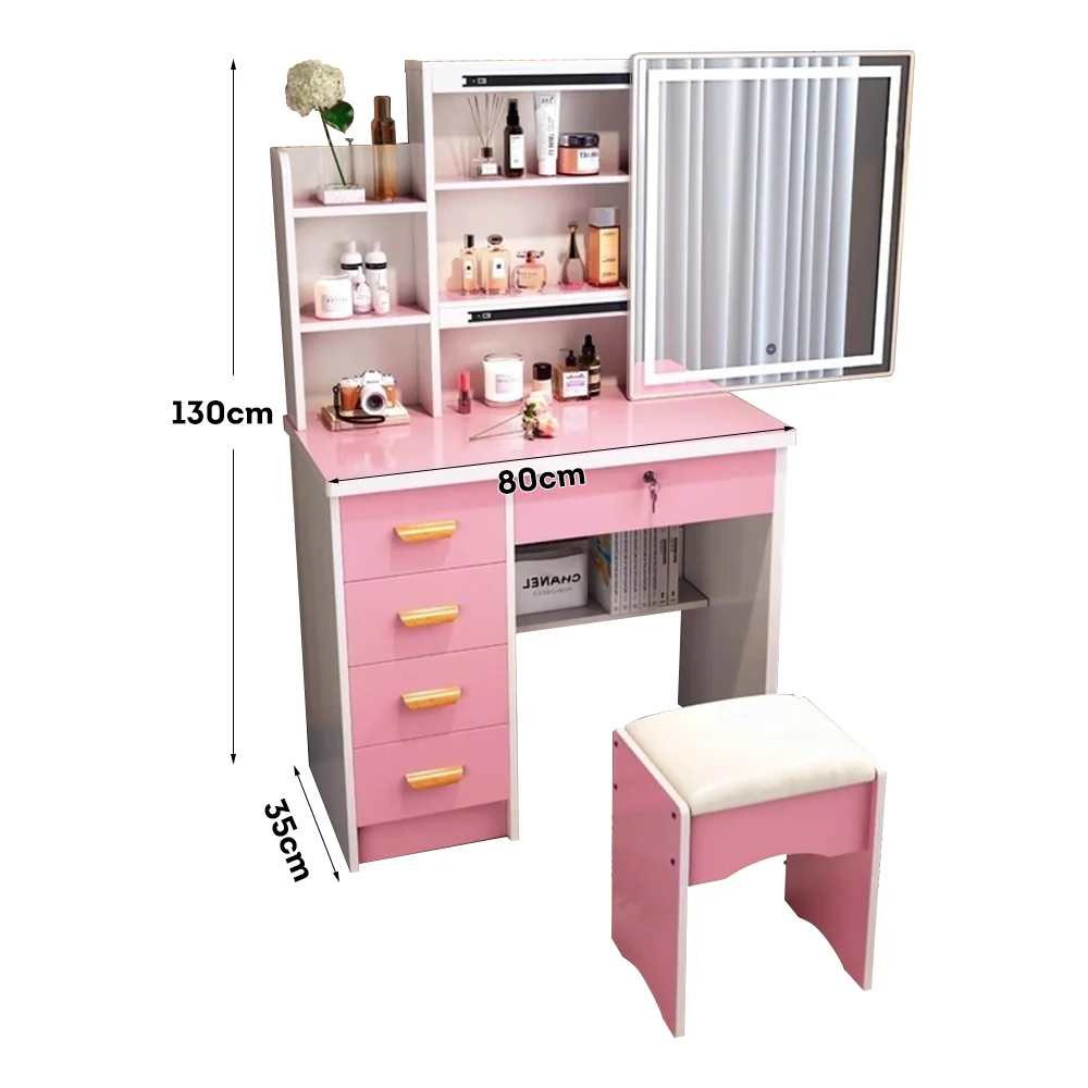 LIVARA 198 80CM Length Sliding Large Mirror Dressing Table With Stool Or LED Light - Image 56