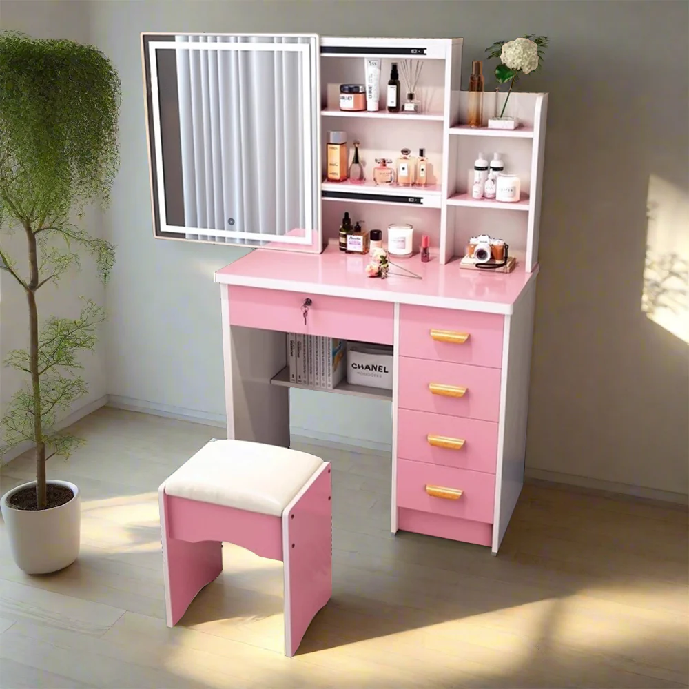 LIVARA 198 80CM Length Sliding Large Mirror Dressing Table With Stool Or LED Light - Image 58