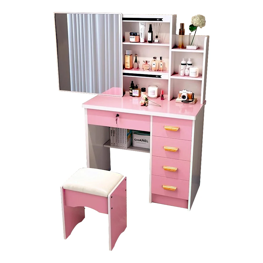 LIVARA 198 80CM Length Sliding Large Mirror Dressing Table With Stool Or LED Light - Image 6