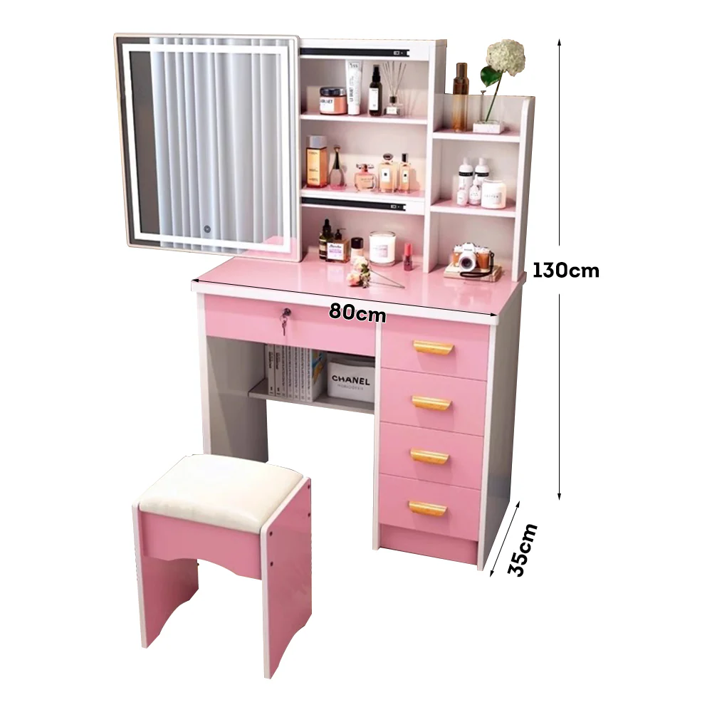 LIVARA 198 80CM Length Sliding Large Mirror Dressing Table With Stool Or LED Light - Image 60