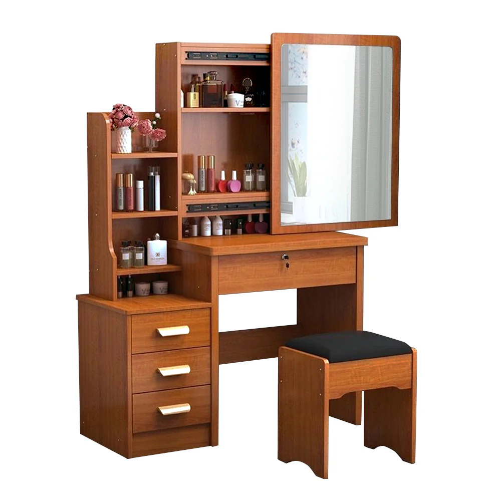 LIVARA 80/100CM Length Sliding Large Mirror Dressing Table With Stool - Image 5