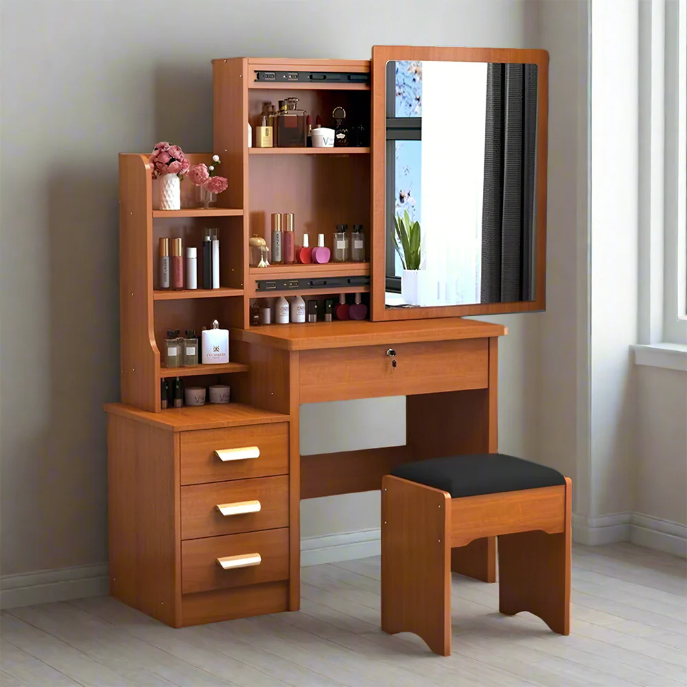 LIVARA 80/100CM Length Sliding Large Mirror Dressing Table With Stool - Image 51