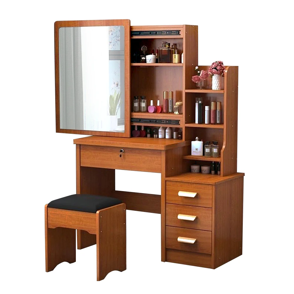 LIVARA 80/100CM Length Sliding Large Mirror Dressing Table With Stool - Image 9
