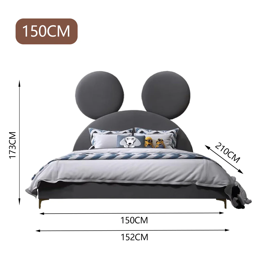 LUXORA CB1112 150/180cm Solid Wood Frame Cartoon Mouse Ear-Shaped Children's Bed - Image 5