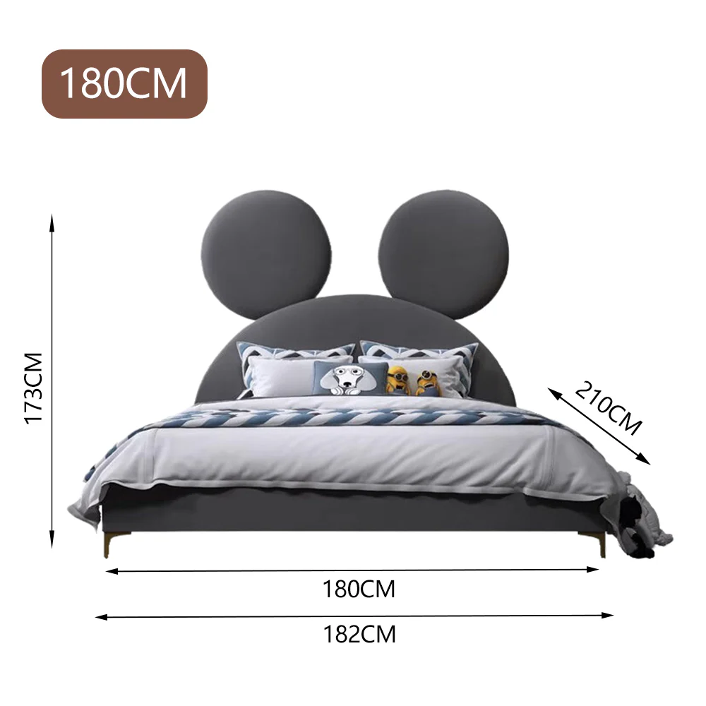 LUXORA CB1112 150/180cm Solid Wood Frame Cartoon Mouse Ear-Shaped Children's Bed - Image 6