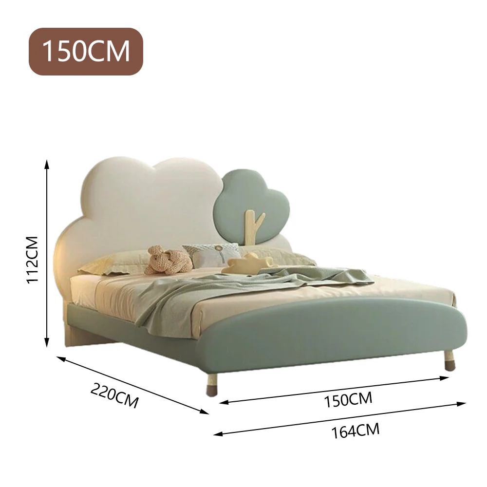 LUXORA CB1118 150/180cm Solid Wood Frame Cartoon Cloud-Shaped Kids Bed-Tech Fabric - Image 5
