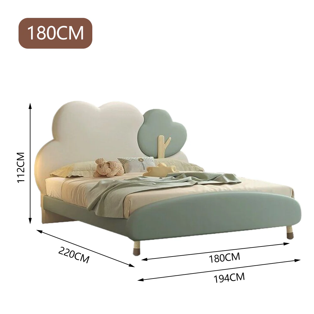LUXORA CB1118 150/180cm Solid Wood Frame Cartoon Cloud-Shaped Kids Bed-Tech Fabric - Image 6