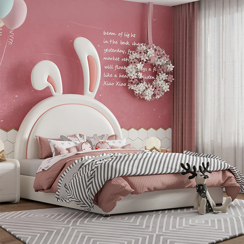 LUXORA CB1194 150/180cm Solid Wood Frame Cartoon Little Bunny Ear-Shape Kids Bed - Image 2