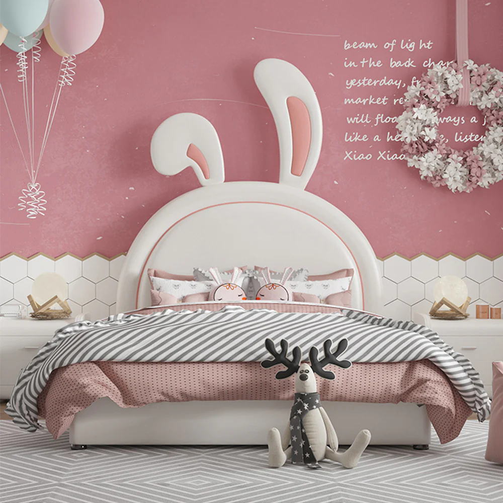 LUXORA CB1194 150/180cm Solid Wood Frame Cartoon Little Bunny Ear-Shape Kids Bed - Image 3