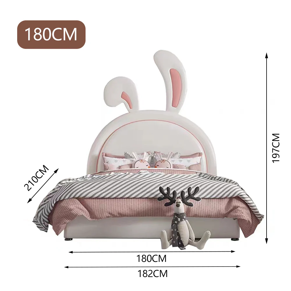LUXORA CB1194 150/180cm Solid Wood Frame Cartoon Little Bunny Ear-Shape Kids Bed - Image 6