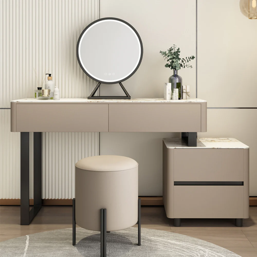 LUXORA DR1030 80-120cm Rock Countertop Solid Wood Cabinet Dressing Table - Image 2
