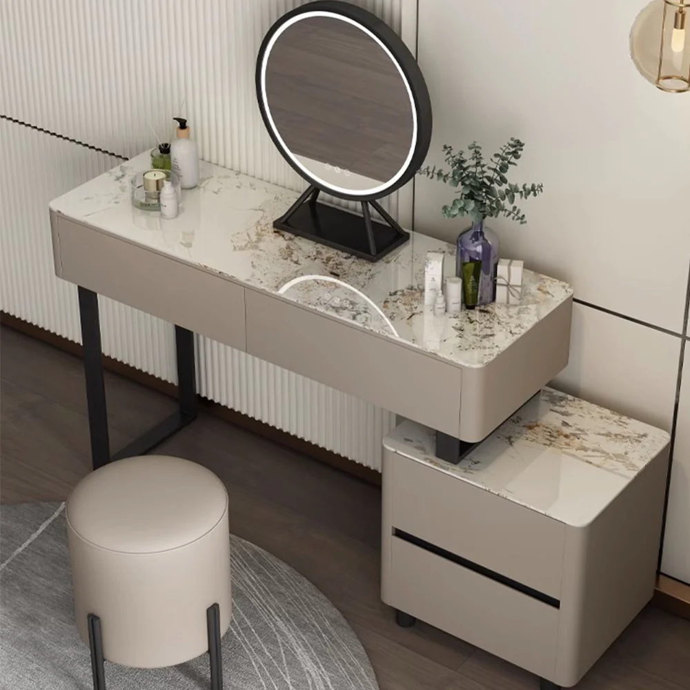 LUXORA DR1030 80-120cm Rock Countertop Solid Wood Cabinet Dressing Table - Image 3
