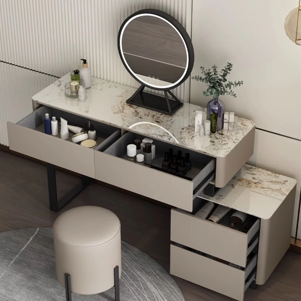LUXORA DR1030 80-120cm Rock Countertop Solid Wood Cabinet Dressing Table - Image 4