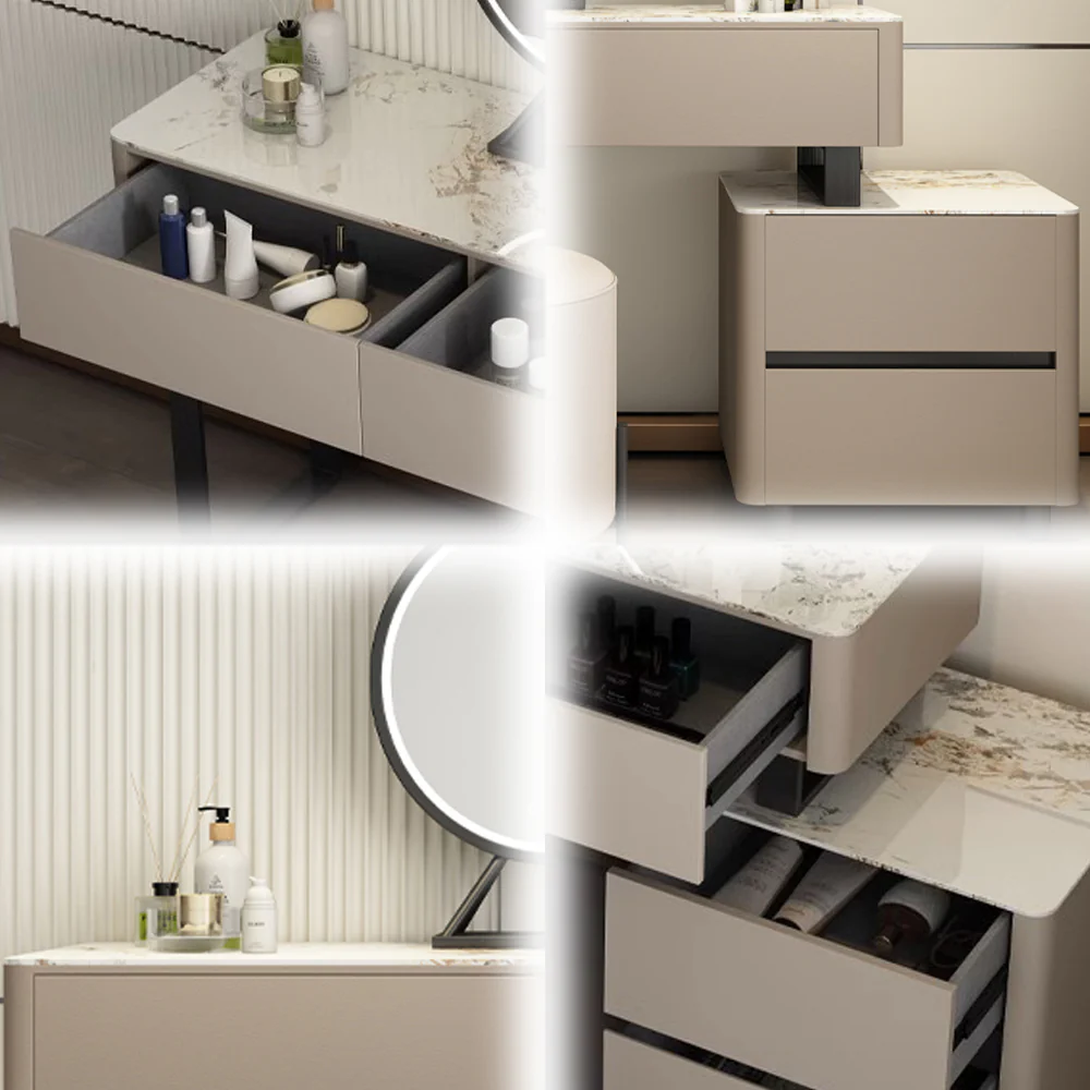 LUXORA DR1030 80-120cm Rock Countertop Solid Wood Cabinet Dressing Table - Image 5