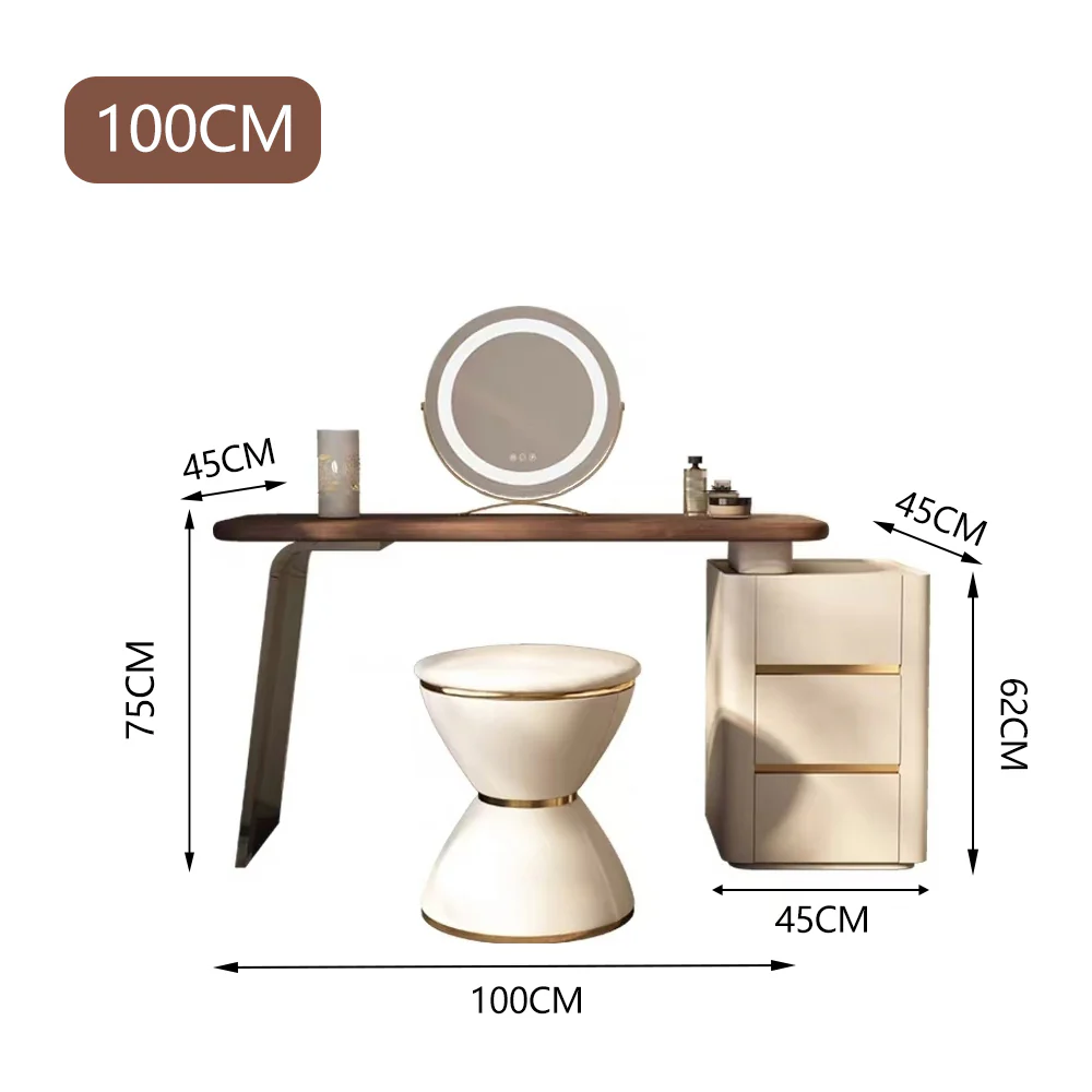 LUXORA DR1041 80-120cm Acrylic Support Solid Wood Cabinet Dressing Table - Image 11