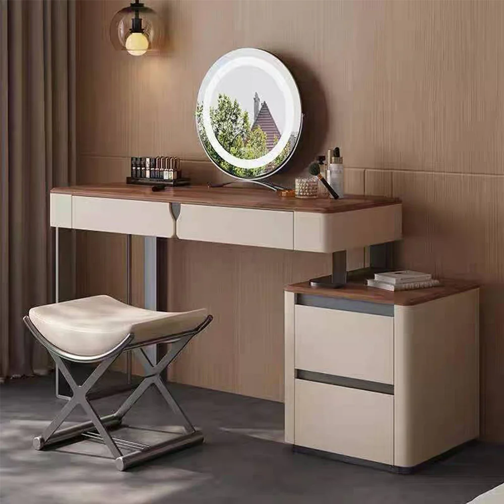 LUXORA DR1067 80-120cm Walnut Wood Countertop Dressing Table - Image 3