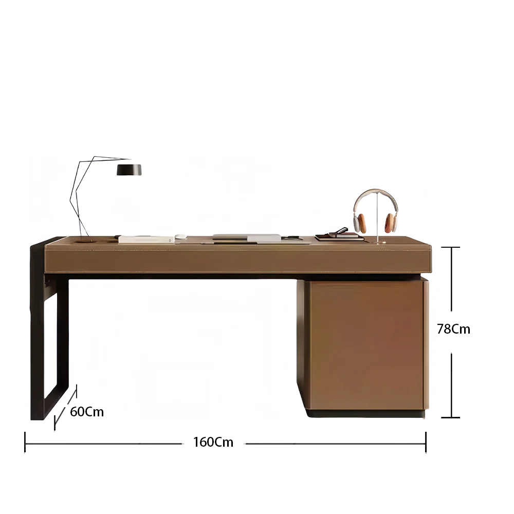 LUXORA DR1073 120/140/160/180cm Light Luxury Style Saddle Leather Desk - Image 8