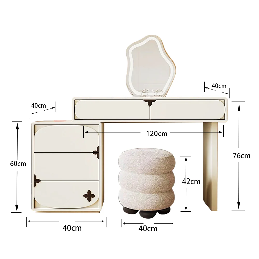 LUXORA DR1088 100/120cm Minimalist Solid Wood Dressing Table - Image 7